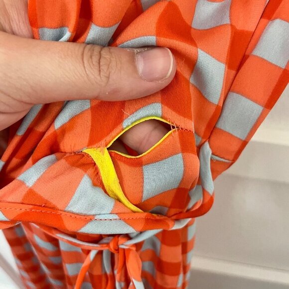 Diane von Furstenberg Ruffled Gingham Stretch-Silk Wrap-Effect Midi Dress Size 2 - Picture 5 of 9